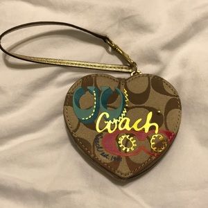 NWOT Coach heart coin purse wristlet